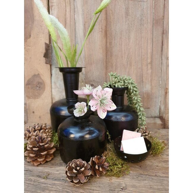 # Waxinehouder cirkels zwart - 7,5 x 3,5 cm