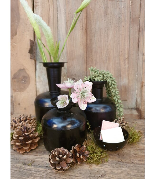 ## Waxinehouder cirkels zwart - 7,5 x 3,5 cm