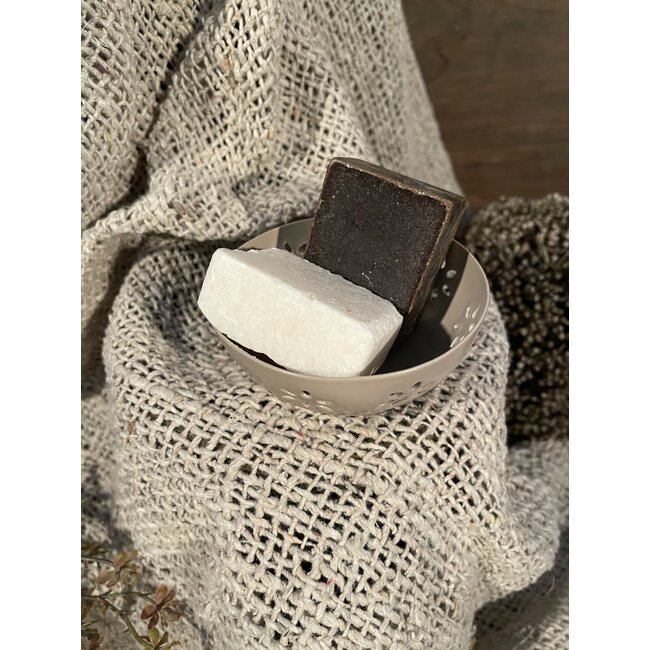 Schaaltje bloemen sand - 7,5x3,5x7,5cm