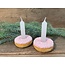 ~Candle Stick Donut Polyresin Pink 9x9x3cm - kandelaar - per stuk - excl. kaars