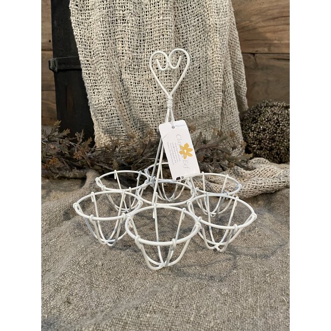 EIERHOUDER Ø 19X19 CM WIT IJZER