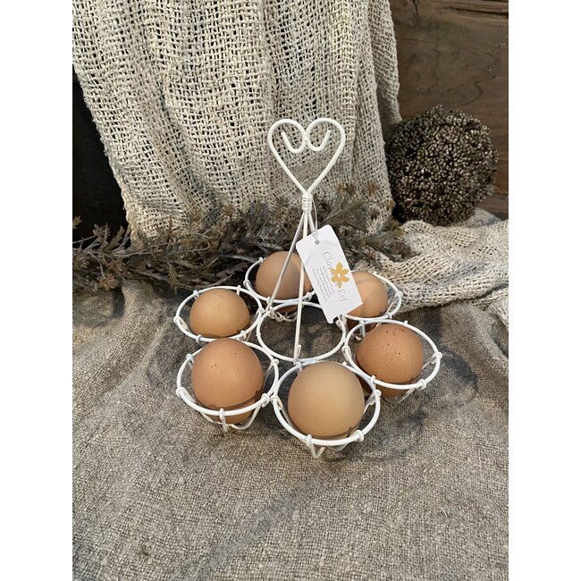 EIERHOUDER Ø 19X19 CM WIT IJZER