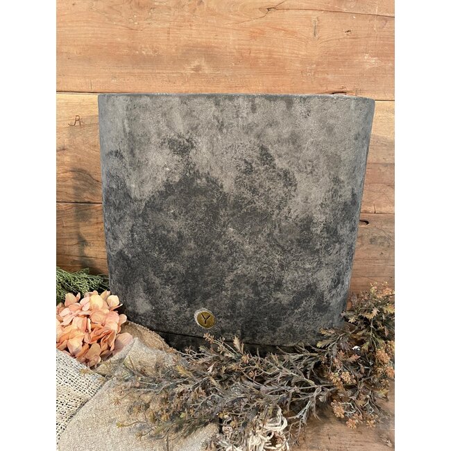 Brynxz Planter Oval Edge Huge Stone Black M 34x15x35