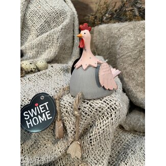 Zittende metalen kip "Sago" - 6 x 9 cm