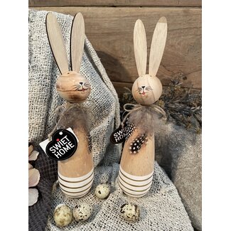 Sago haas hout streep H28x6cm - per stuk