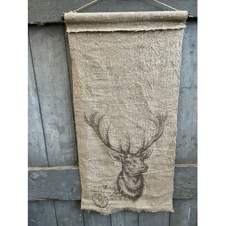 Shabby - wanddoek - linnen - rendier - 45 x 90 cm