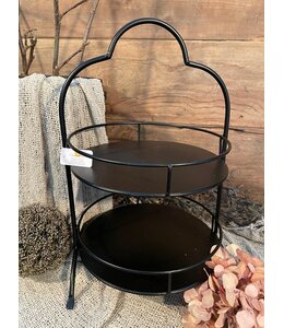 ETAGÈRE 2 LAAGS Ø 30X45 CM ZWART IJZER SERVEERSCHAAL