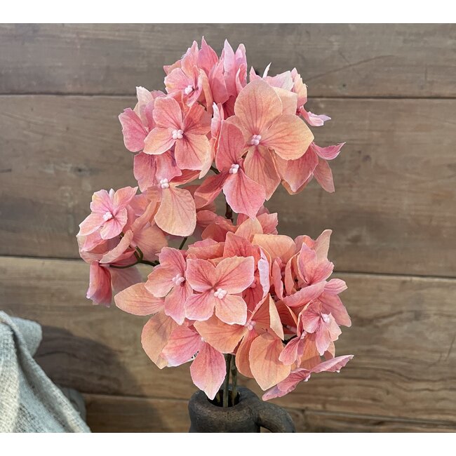 Hydrangea Spray mit 3 flower köpfe, 65 cm, peach