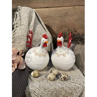 Metalen kip -  wit rood -  19x16x11cm - per stuk