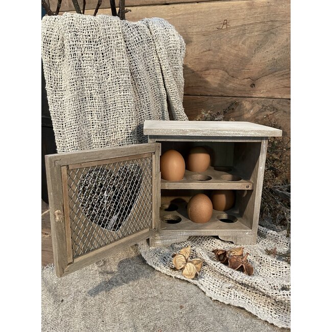 EIERKASTJE 19X14X19 CM BRUIN HOUT HART EIERHOUDER