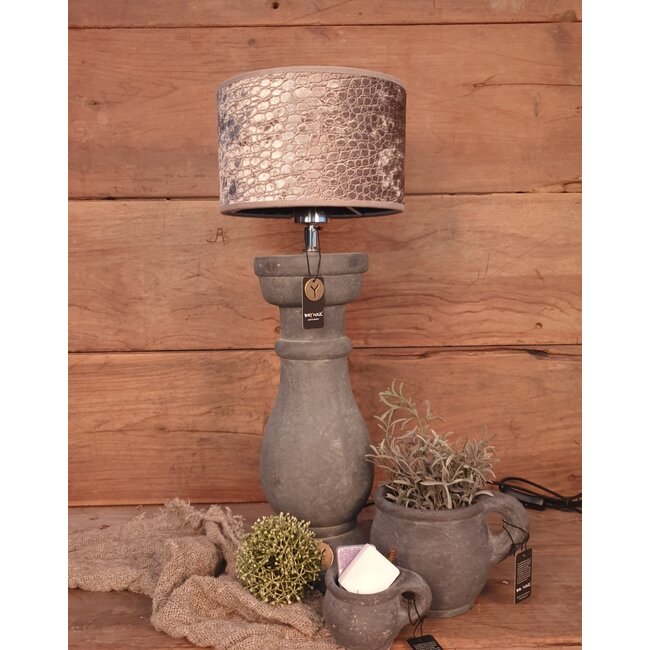 2082 - KKL - lampenkap - zilver grijs croco - 20 x 20 x 13 cm