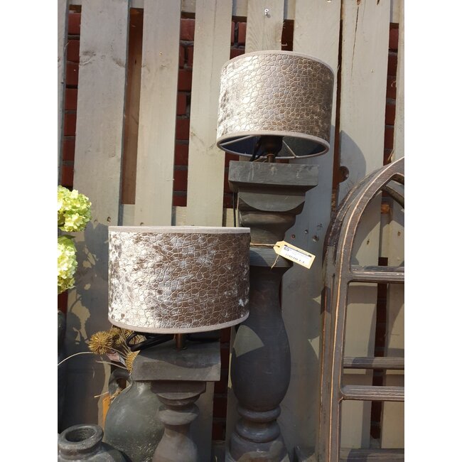 2082 - KKL - lampenkap - zilver grijs croco - 20 x 20 x 13 cm