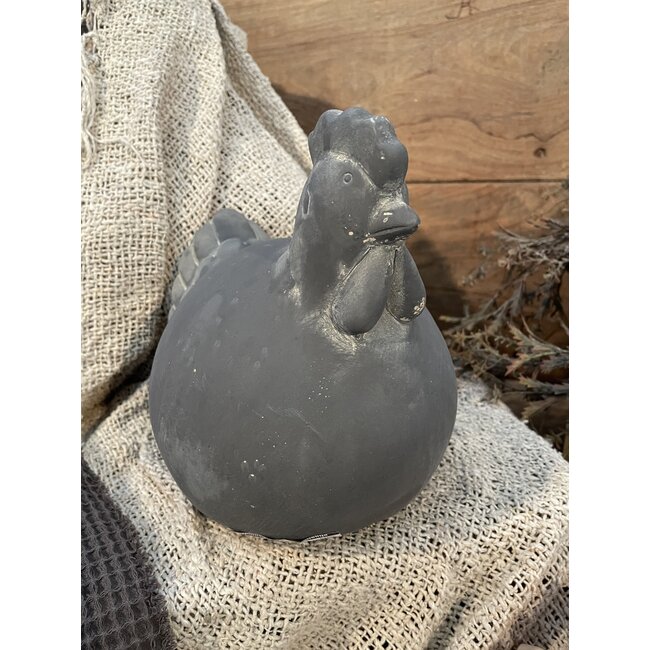 Grijze kip/haan - beton - 20 x 20 x 20 cm