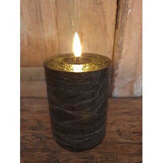 Led Pillar candle black rustic 7,5 x 10 cm