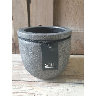 Still ## wordt niet verzonden - 4313 - Grijs gemeleerde bloempot ca. 12 x 12 cm - serie "Earth"