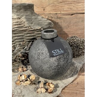 Still # 43608 - Grijs gemeleerd vaasje - aardewerk - ca. 18 x 18 cm - serie "Earth"