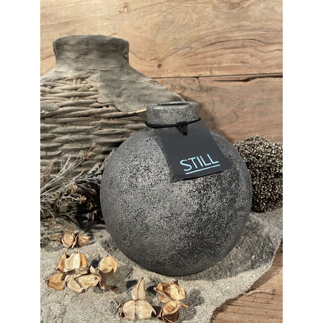 Still # 43608 - Grijs gemeleerd vaasje - aardewerk - ca. 18 x 18 cm - serie "Earth"