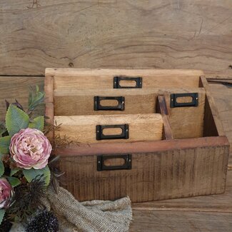 # Robuuste organizer - hout - ca. 34 x 13 x 25 cm - foto kan iets afwijken