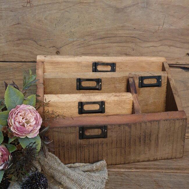# Robuuste organizer - hout - ca. 34 x 13 x 25 cm - foto kan iets afwijken