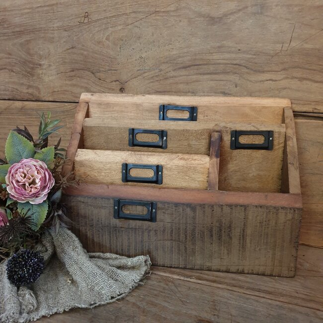 # Robuuste organizer - hout - ca. 34 x 13 x 25 cm - foto kan iets afwijken