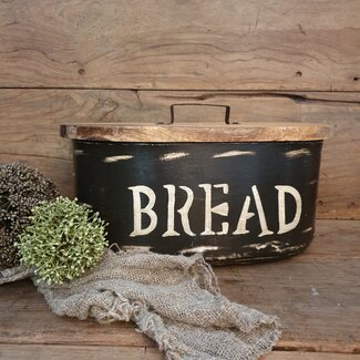 Breadbox 38x24x20cm - metaal - mangohouten deksel