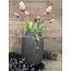 # Bruine vaas - aardewerk met leren touw - "Majestic Brown" 21 x 30 cm