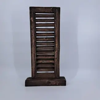 Louvreluik op voet - hout - grijs - 32 x 8 x 61 cm