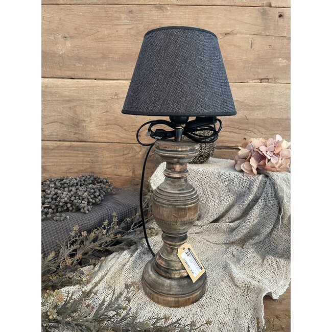 1003 - ES - Lampenkap - zwart/antraciet linnen - 20 cm onder x 12 cm boven