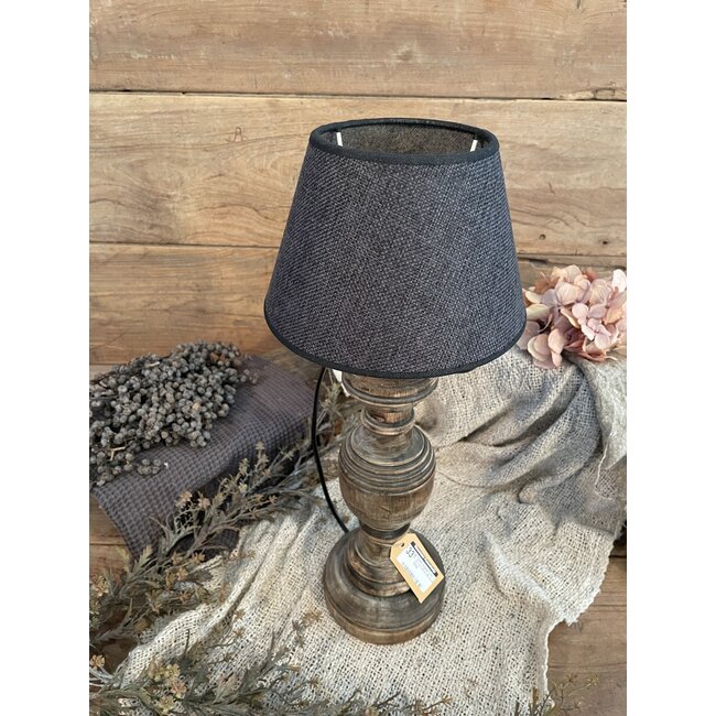 1003 - ES - Lampenkap - zwart/antraciet linnen - 20 cm onder x 12 cm boven