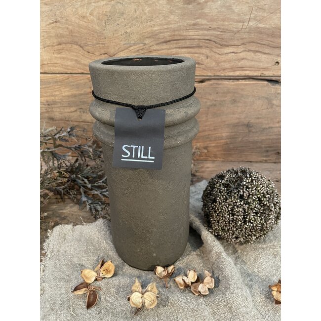 Still # 44642 - Grijs /bruin gemeleerde vaas - aardewerk -  cm - Serie "Dark"