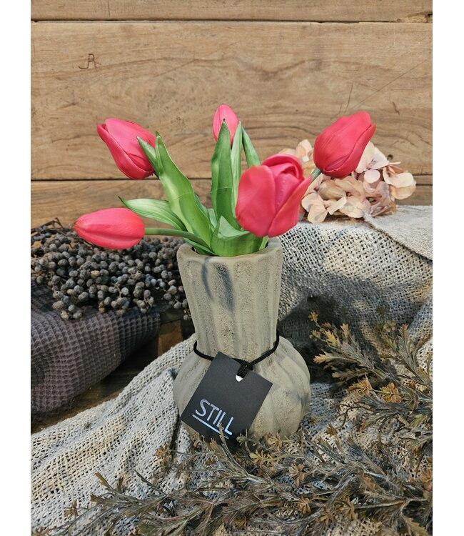 Still ### wordt niet verzonden - 46020 - Taupe gemeleerde vaas - aardewerk - 14 x 20 cm - Serie "Taupe"