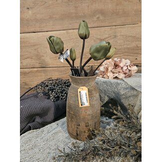 Nepalese houten vaas - 10 - 14 x 25 cm