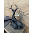 Zwart hert met jong - polystone - 20 x 12 x 22 cm