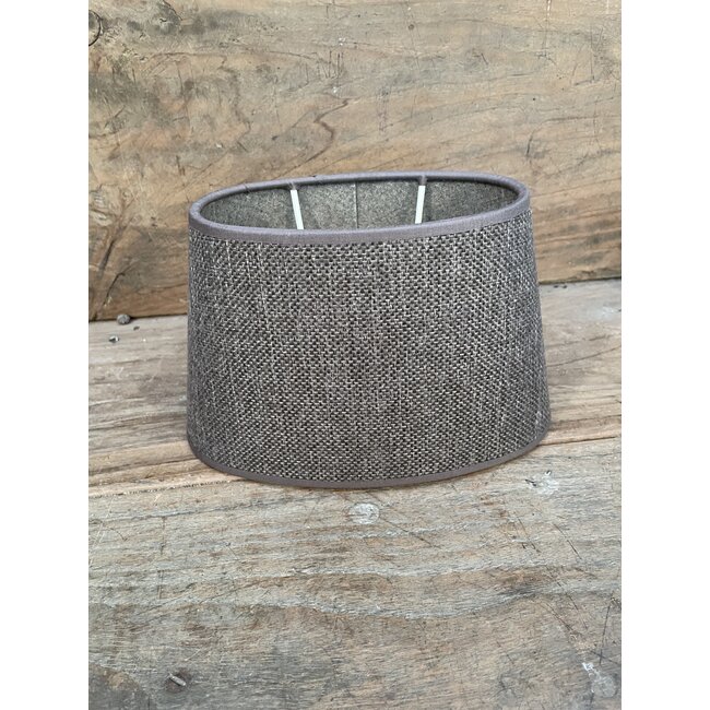 1005 - OV schuin - lampenkap - Bruin  linnen  - 20 x 12,5 onder - 15,5 boven