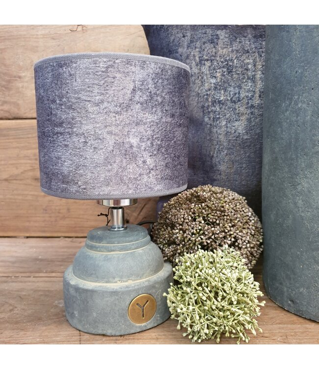 2064 - KKL - lampenkap - lichtgrijs velours melee - 15 x 15 x 12 cm