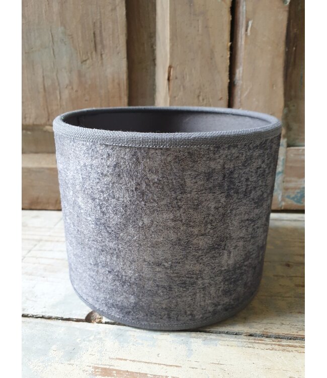 2064 - KKL - lampenkap - lichtgrijs velours melee - 15 x 15 x 12 cm