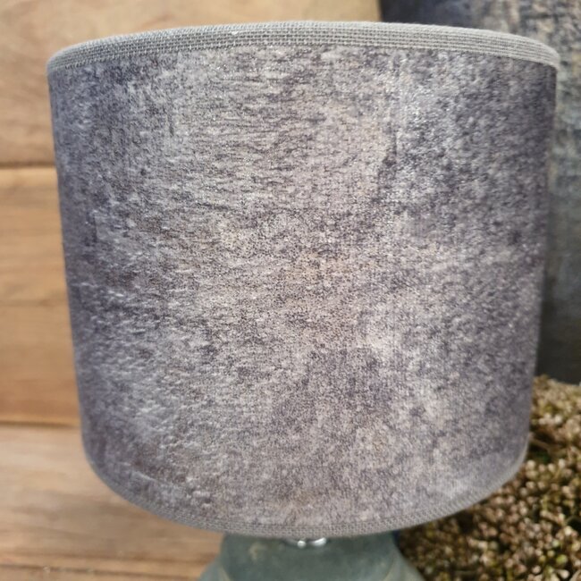 2064 - KKL - lampenkap - lichtgrijs velours melee - 15 x 15 x 12 cm