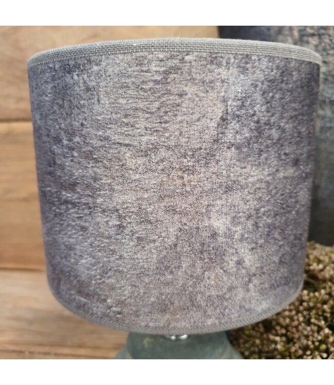2064 - KKL - lampenkap - lichtgrijs velours melee - 15 x 15 x 12 cm