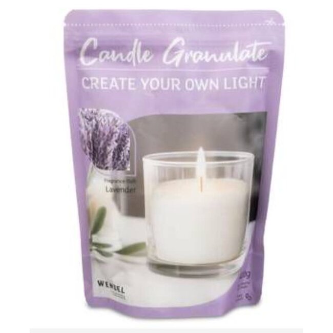 Kaarsenzand met geur lavendel  - zak 400 gram met 4 lonten - wit