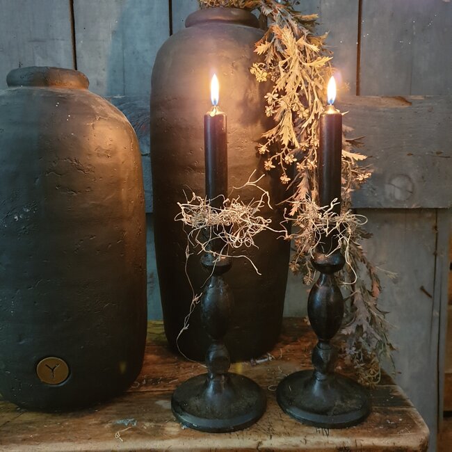 J780 - Kandelaar - smeedijzer - per stuk - excl. kaars 10 x 10 x 20cm per stuk