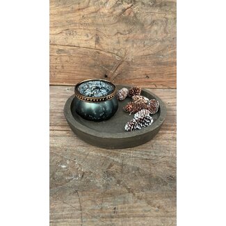 Theelichthouder - mat groen - 8,5 x 8,5 x 5,5 cm