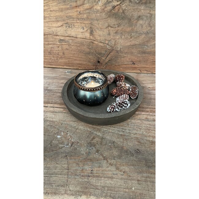 Theelichthouder - mat groen - 8,5 x 8,5 x 5,5 cm