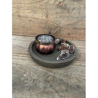 Theelichthouder - mat rood - 8,5 x 8,5 x 5,5 cm