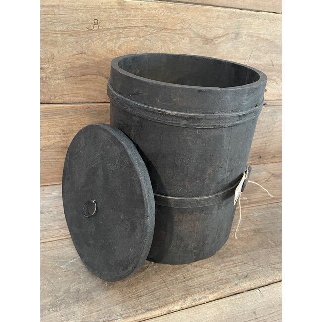 Mix - houten ton/bus/pot - met deksel - per stuk