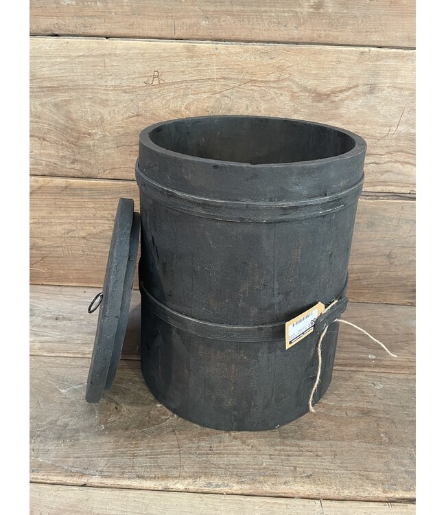 Mix - houten ton/bus/pot - met deksel - per stuk