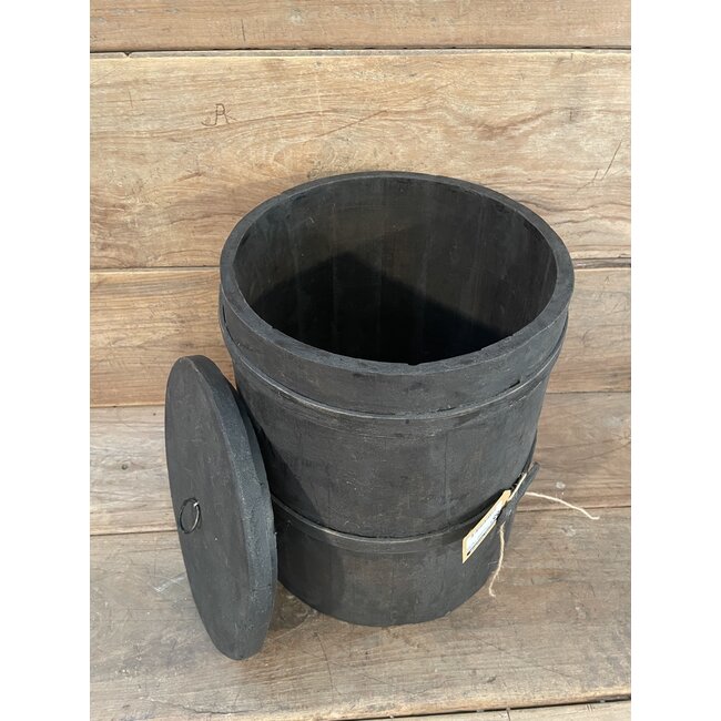 Mix - houten ton/bus/pot - met deksel - per stuk