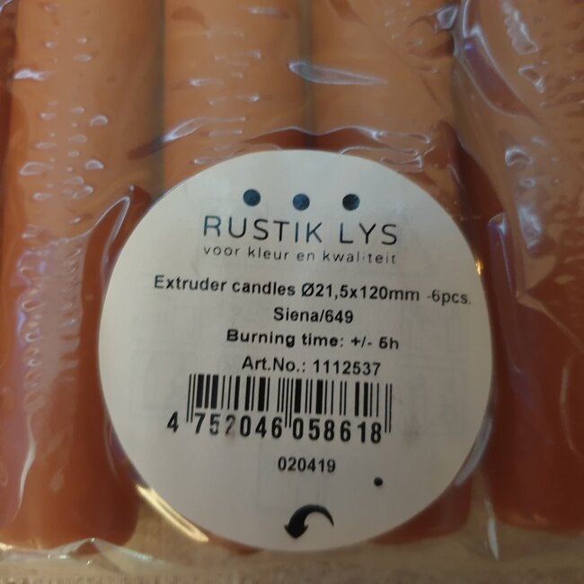 Siena - Pakje met 6 kaarsjes van 2,1 x 12 cm