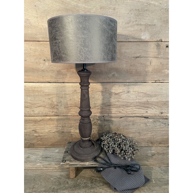 # Tafellamp hout Miami umber bruin - 17 x 17 x 50 cm
