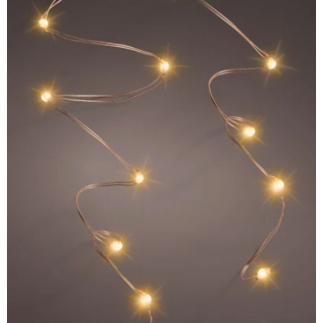 # Micro LED stringlights steady BO binnen - 295 cm - koper klassiek warm