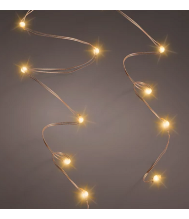 Micro LED stringlights steady BO binnen - 295 cm - koper klassiek warm